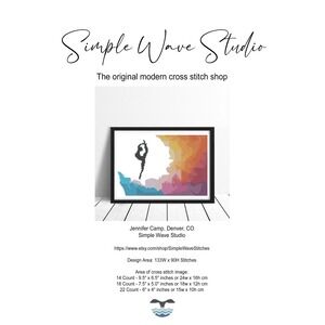 Silhouette Dance Dancer‎ Gymnast Gymnastics Rainbow Counted Cross Stitch Chart